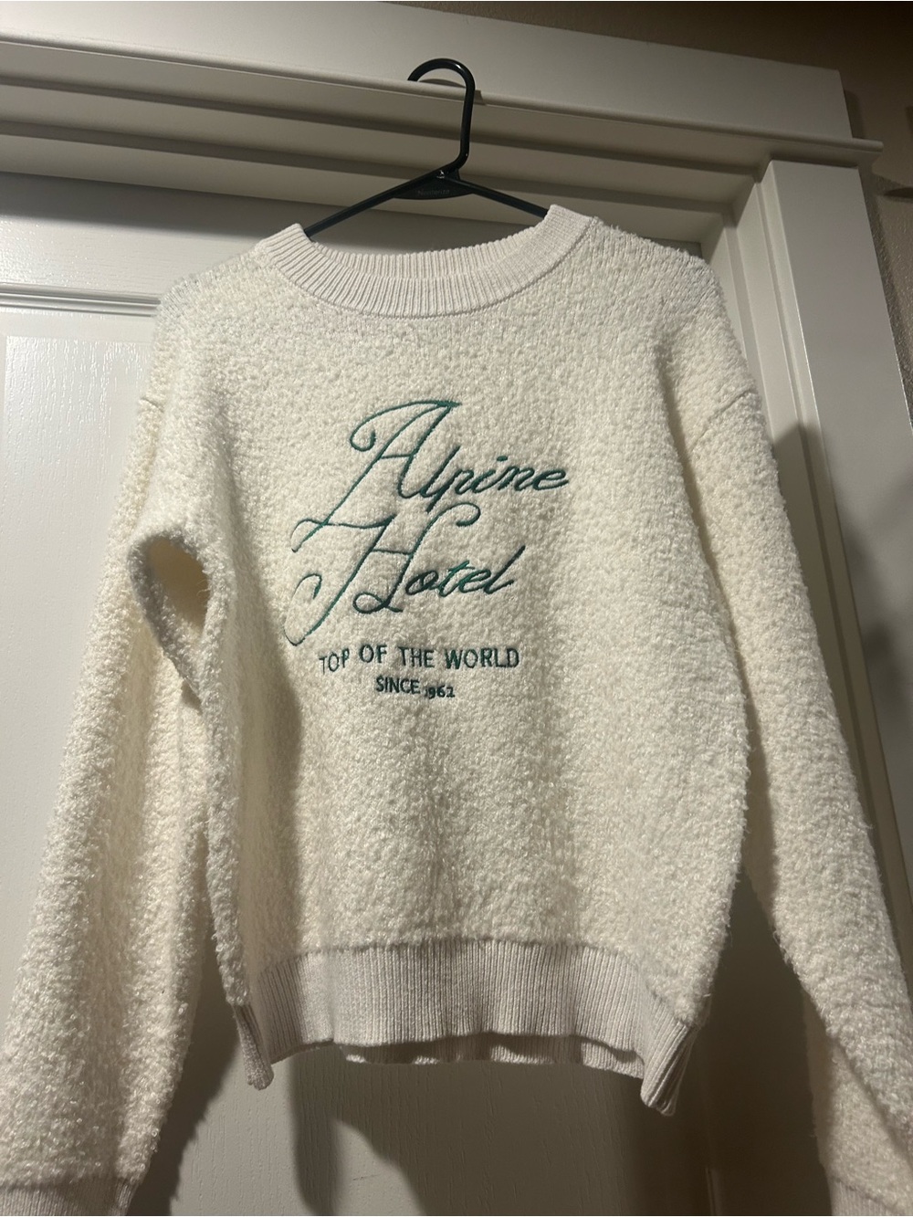 Target Cream Crewneck Sweater with Green Script